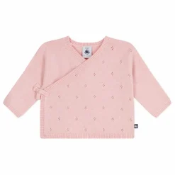 Gilet Cache-Cœur Pointelle Laine | Rose