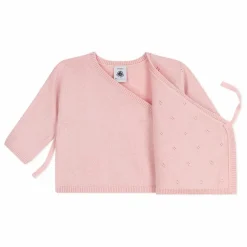 Gilet Cache-Cœur Pointelle Laine | Rose