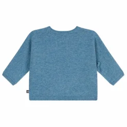 Gilet Cache-Cœur Pointelle Laine | Bleu ciel