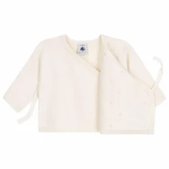 Gilet Cache-Cœur Pointelle Laine | Ecru