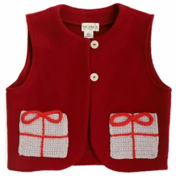 Gilet Cadeaux de Noël Laine Feutrée Mérinos | Rouge