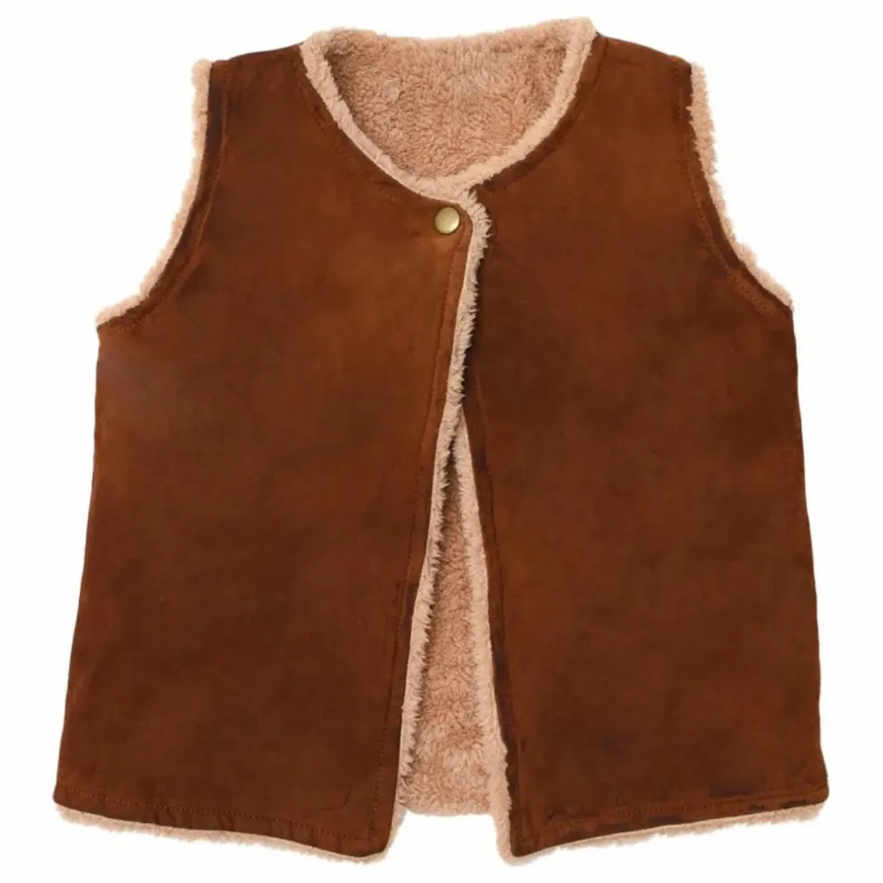 Gilet Sans Manches Agathe Façon Fourrure Bébé | Marron