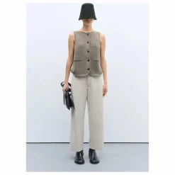 Gilet Sans Manches Col Bateau Coton Recyclé | Taupe