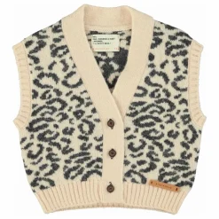 Gilet Sans Manches Léopard Laine | Rose pâle