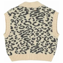 Gilet Sans Manches Léopard Laine | Rose pâle