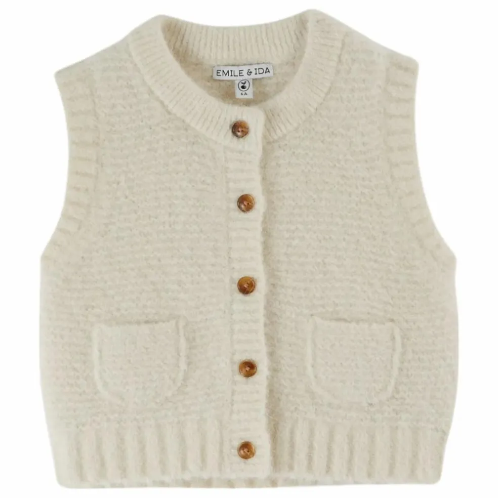 Gilet Sans Manches Uni Laine | Ecru