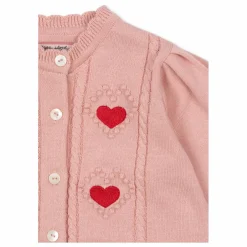 Gilet Soleil Cœurs Coton Bio | Rose pâle