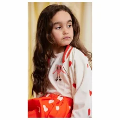 Gilet Zippé Cœurs Velours Coton Bio | Blanc