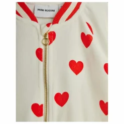Gilet Zippé Cœurs Velours Coton Bio | Blanc