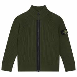 Gilet Zippé Logo Laine | Vert kaki