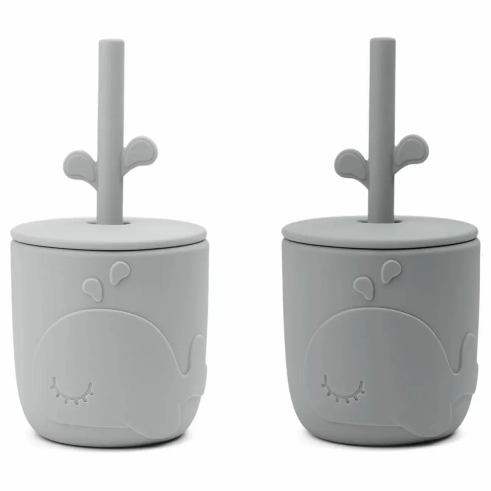 Gobelet et paille Wally - Set de 2 | Gris