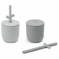 Gobelet et paille Wally - Set de 2 | Gris