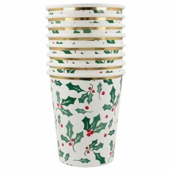 Gobelets Houx avec dorure - set de 8