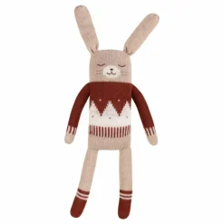 Grand doudou lapin pull jacquard | Sienne