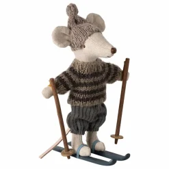 Grand Frère souris et ses skis | Gris