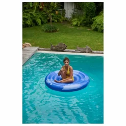 Grand matelas gonflable rond Goa | Bleu