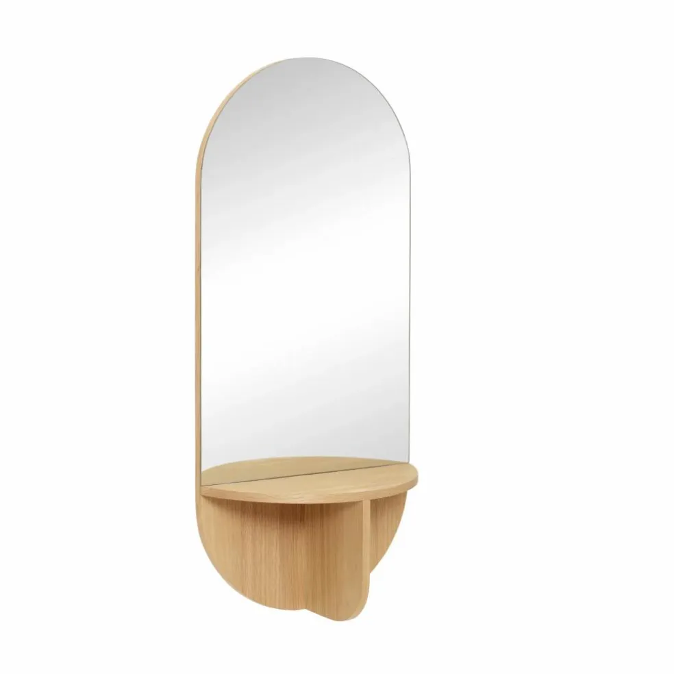 Grand miroir avec étagère en chêne FSC