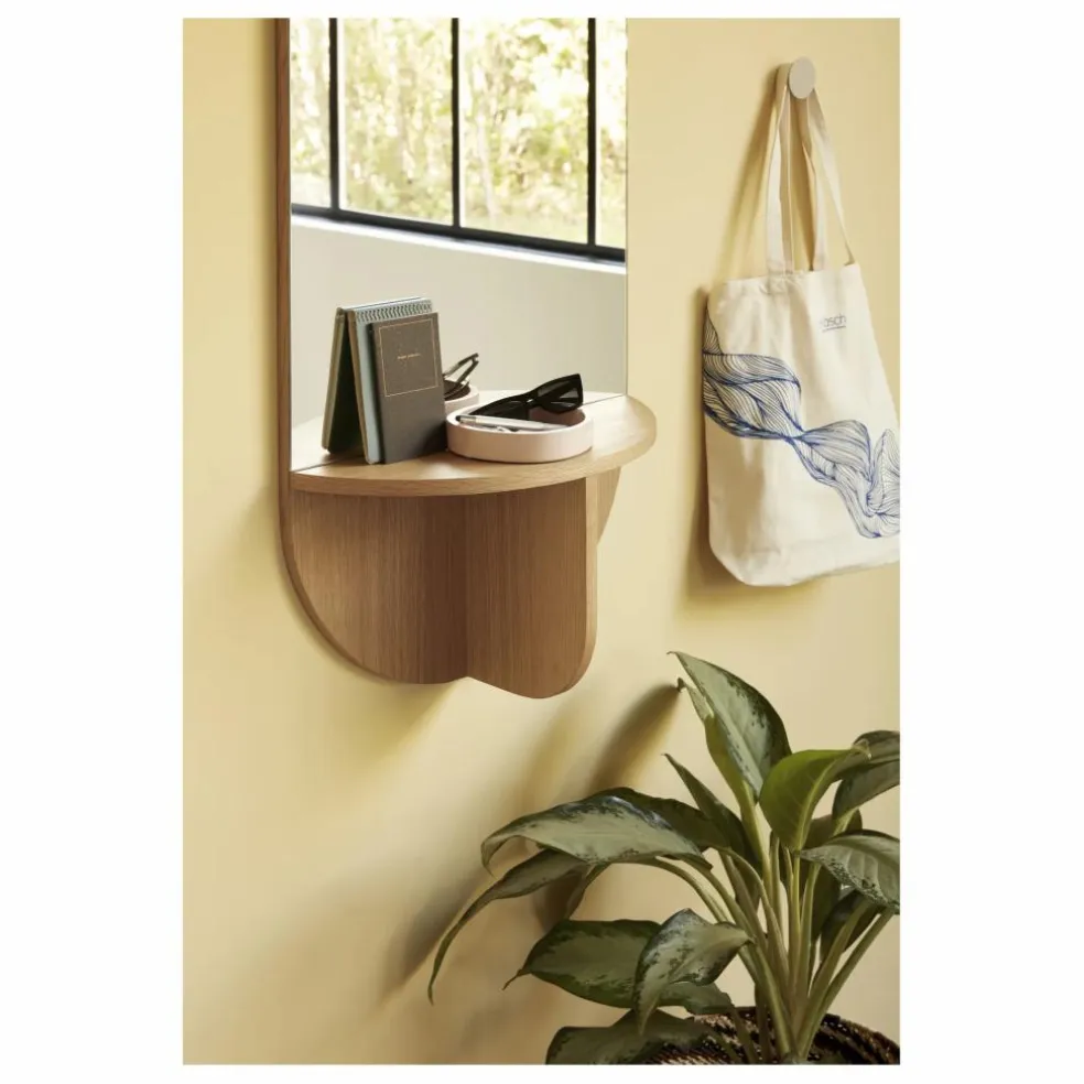 Grand miroir avec étagère en chêne FSC