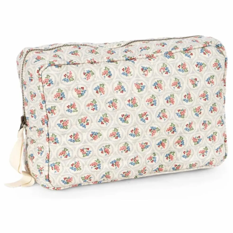 Grande trousse de toilette en coton bio Verone Blues | Blanc