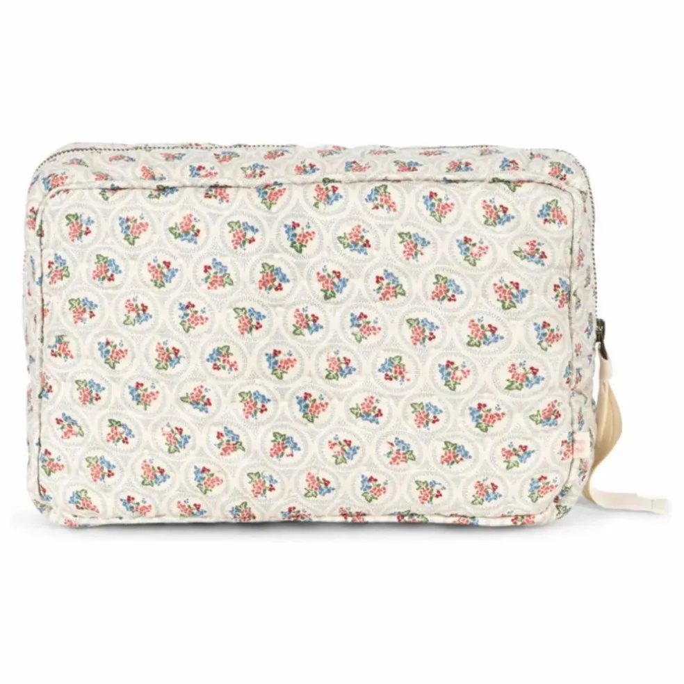 Grande trousse de toilette en coton bio Verone Blues | Blanc