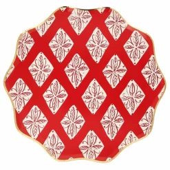Grandes assiettes Noël motifs Block Print - set de 8