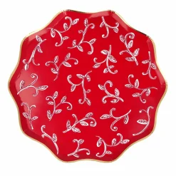 Grandes assiettes Noël motifs Block Print - set de 8