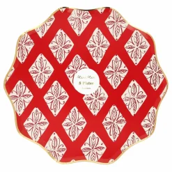Grandes assiettes Noël motifs Block Print - set de 8