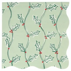 Grandes serviettes Noël motifs Block Print - set de 16