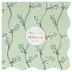 Grandes serviettes Noël motifs Block Print - set de 16