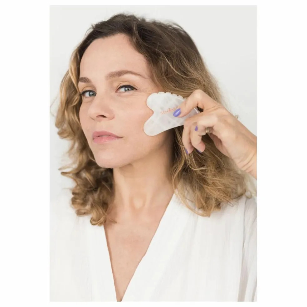 Gua Sha Cœur à dents Jade Blanc