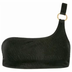 Haut de Maillot Asymétrique Typha Zébré | Noir