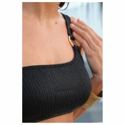 Haut de Maillot Asymétrique Typha Zébré | Noir