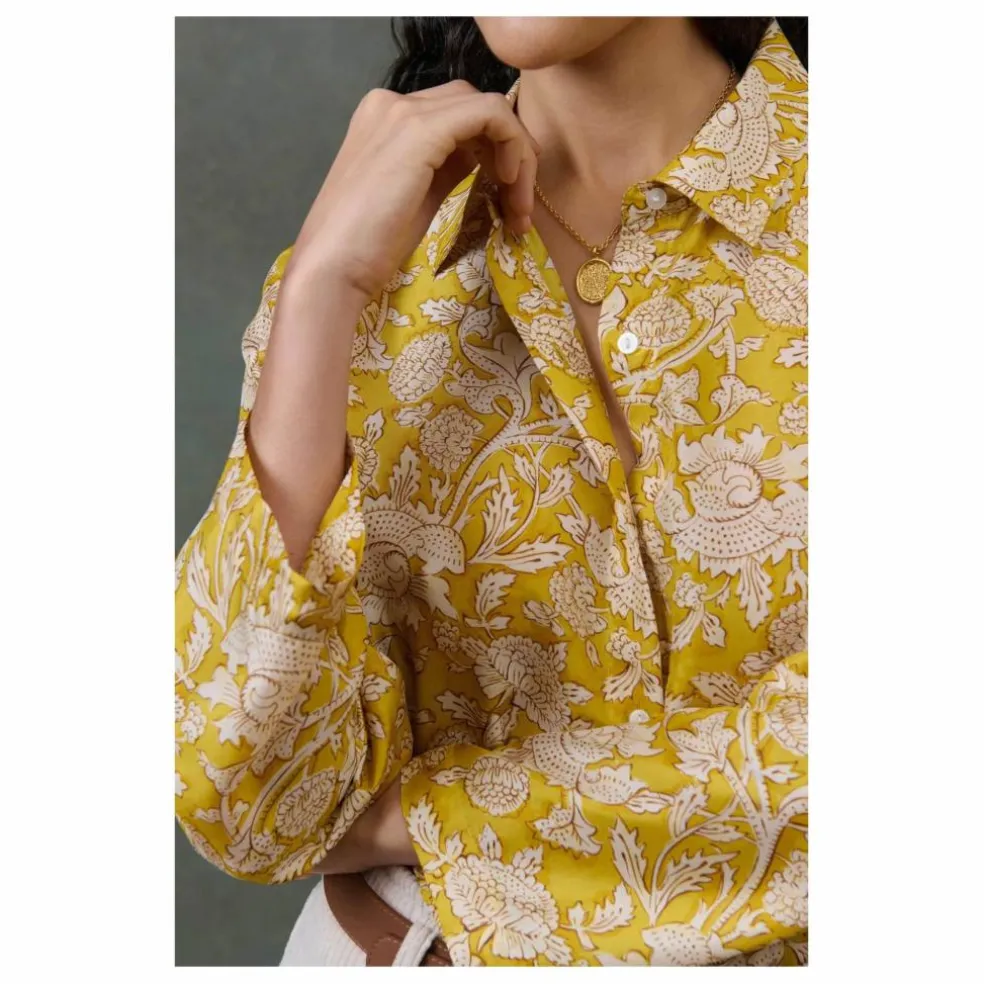 Haut de Pyjama Loulna Mountain Avens Soie Habutai - Collection Femme | Jaune
