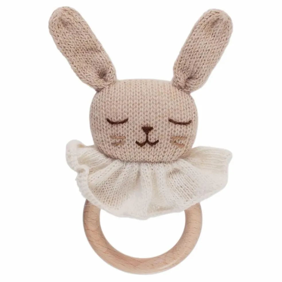 Hochet en bois Lapin | Beige