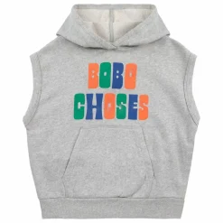 Hoodie Sans Manches Coton Bio | Gris chiné