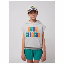 Hoodie Sans Manches Coton Bio | Gris chiné