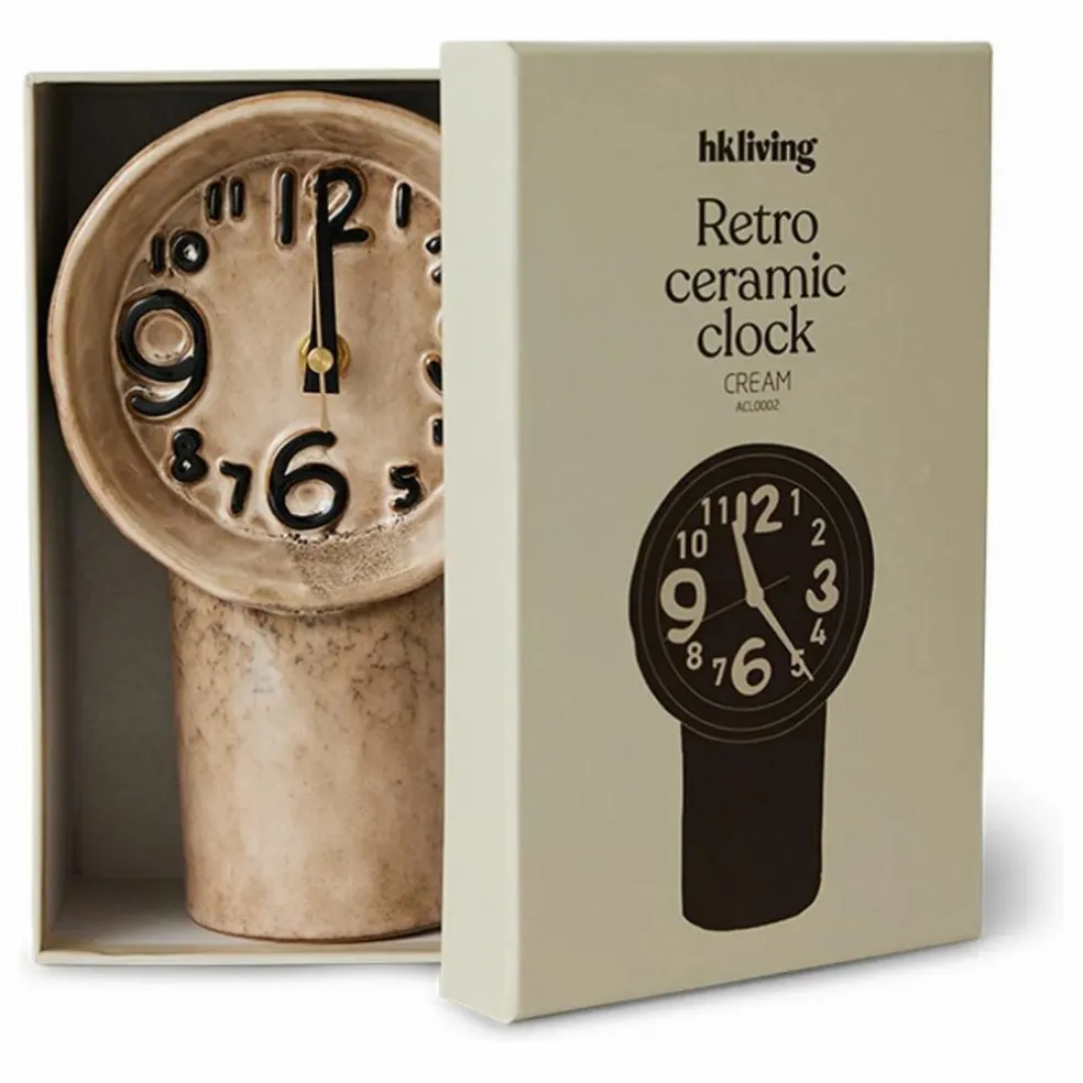 Horloge en céramique Retro | Crème