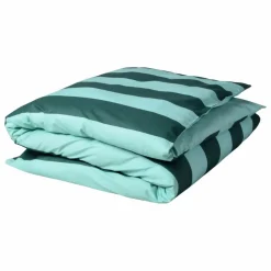 Housse de couette à rayures Malo | Bleu turquoise