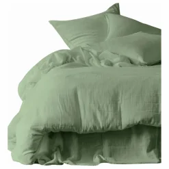 Housse de couette Dili en voile de coton | Vert amande