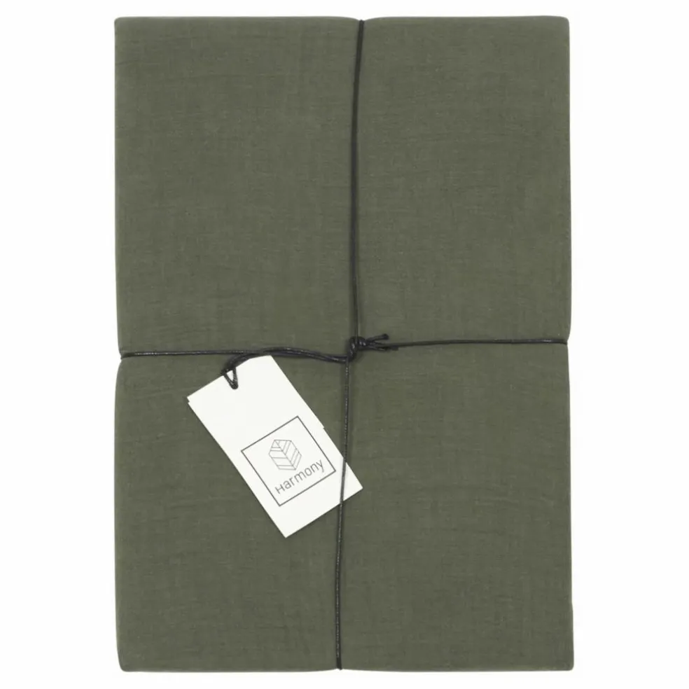 Housse de couette Dili en voile de coton | Vert kaki