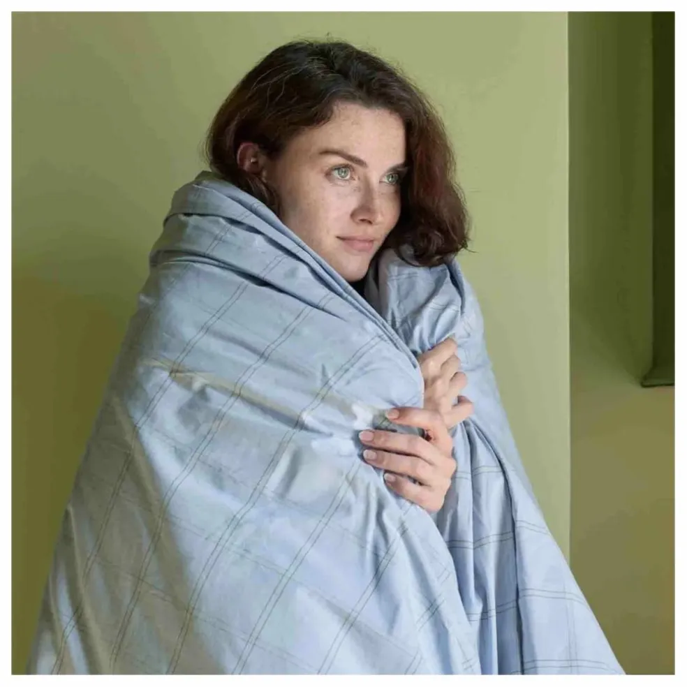 Housse de couette en coton bio Chloë | Bleu ciel