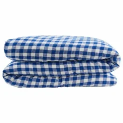 Housse de couette en lin lavé Vichy | Bleu