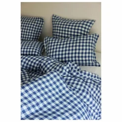 Housse de couette en lin lavé Vichy | Bleu