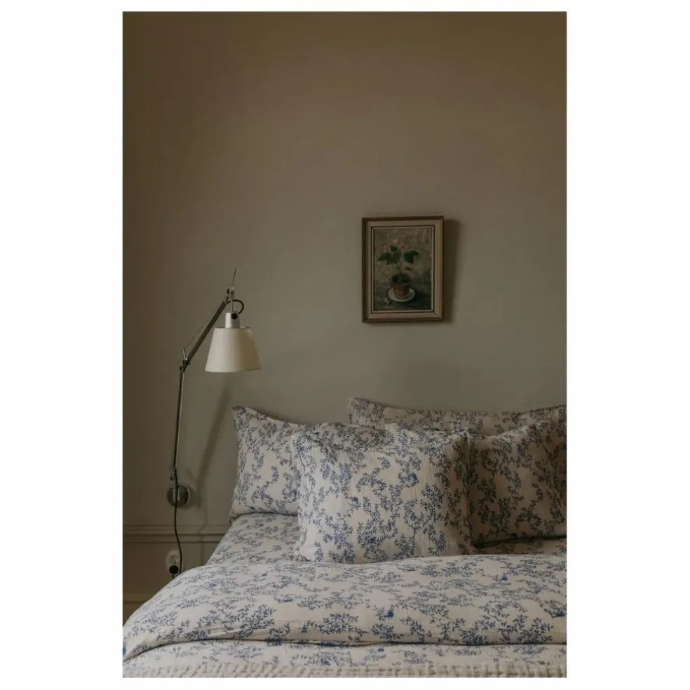 Housse de couette Jardim en mousseline de coton | Cobalt