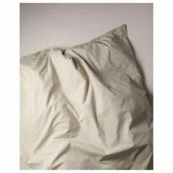Housse de couette Striped en percale organique - Olive-Ecru | Olive