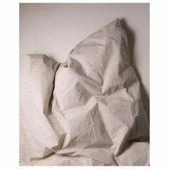 Housse de couette Striped en percale organique - Brown-Ecru | Marron