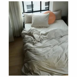 Housse de couette Striped en percale organique - Brown-Ecru | Marron