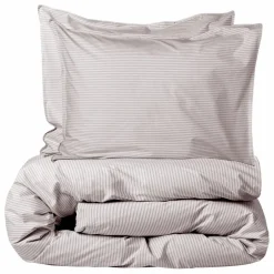 Housse de couette Striped en percale organique - Brown-Ecru | Marron