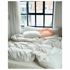 Housse de couette Striped en percale organique - Brown-Ecru | Marron