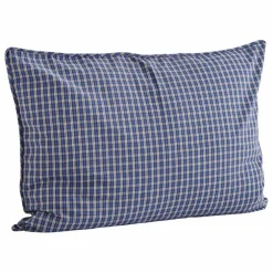 Housse de coussin à carreaux en coton | Bleu